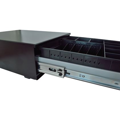 Pokladní zásuvka SK-325C - s kabelem, pořadač 6/8, 9-24V, černá  EKN0109 3