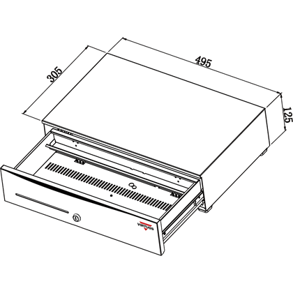 Pokladní zásuvka SK-500C - s kabelem, pořadač 6/8, 9-24V, černá  EKN0110 7
