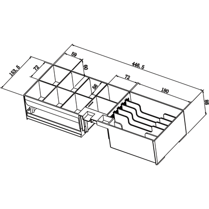 Pokladní zásuvka SK-500C - s kabelem, pořadač 6/8, 9-24V, černá  EKN0110 8