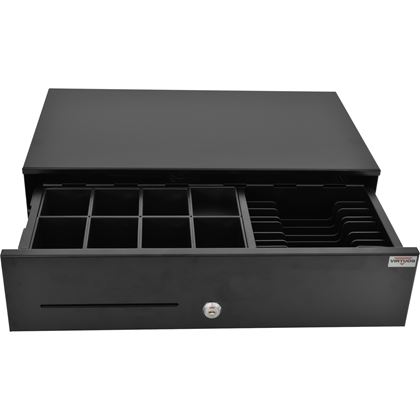 Pokladní zásuvka SK-500CB s kabelem, kov. pořadač 8/8, 9-24V, černá