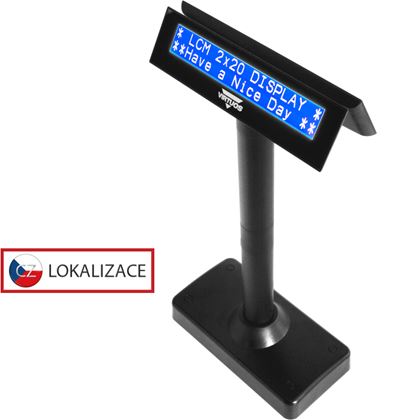 Oboustranný LCD zákaz. displej Virtuos FL-730MB 2x20, serial, černý