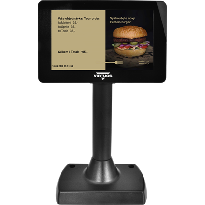 7" LCD barevný zákaznický monitor Virtuos SD700J, HDMI, černý  EJG1009 7