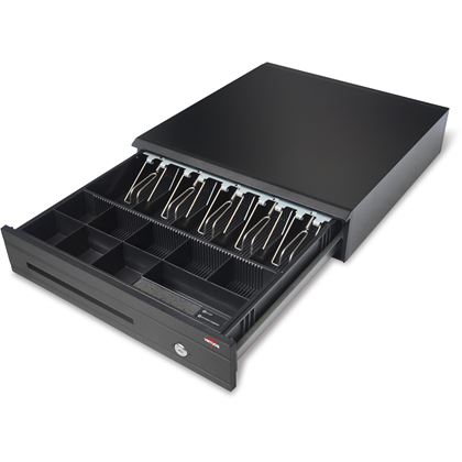 Pokladní zásuvka C425C - s kabelem, kovové držáky, 9-24V, černá  EKN0112 3