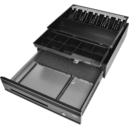 Pokladní zásuvka C425D-Luxe - kulič. pojezdy, kabel, 9-24V, černá  EKN0117 3