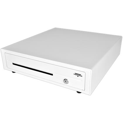 Pokladní zásuvka C420D - s kabelem, kovové držáky, 9-24V, bílá  EKN0118 3