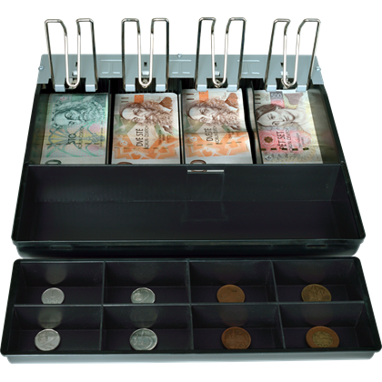 Samostatný plastový pořadač 4/8, kovové držáky bankovek  EKN9022 3