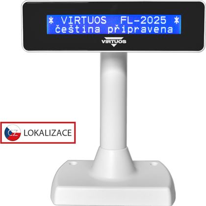 LCD zákaznický displej Virtuos FL-2025MB 2x20, serial, bílý