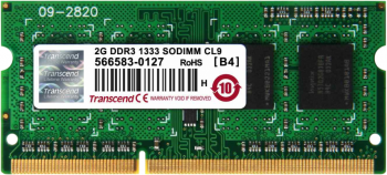 Paměťový modul Transcend SO-DIMM 2 GB DDR3 1333 MHz 1Rx8 CL9, 