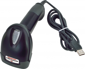Laserová čtečka Virtuos HT-900A, USB, stojánek, černá  - 3