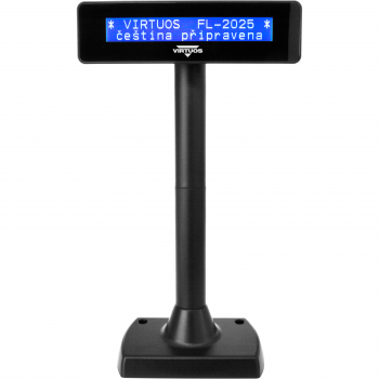 LCD zákaznický displej Virtuos FL-2025MB 2x20, serial, černý  - 6